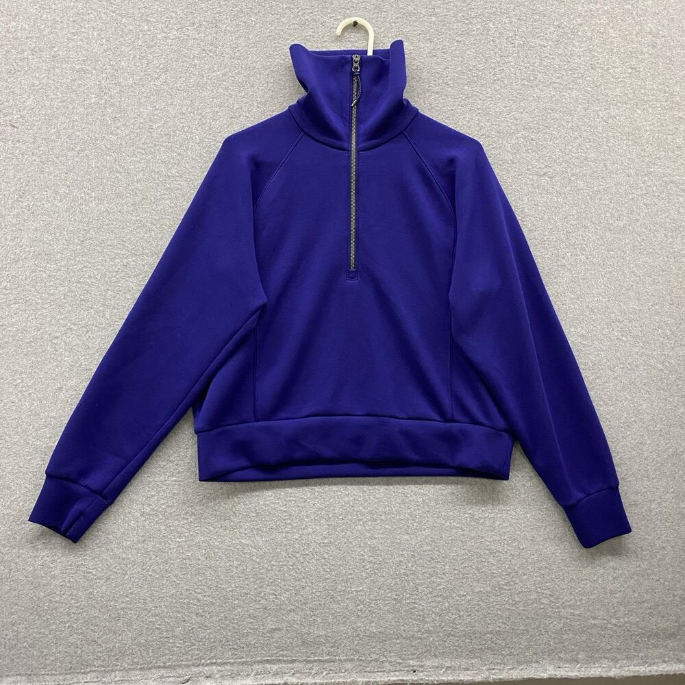 SPANX AirEssentials Half Zip Women’s L Royal Blue Funnel Neck Pullover Athletic
